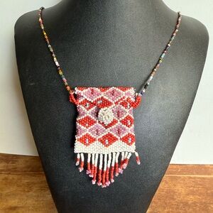 Boho / Hippie Beaded Mini Bag Necklace